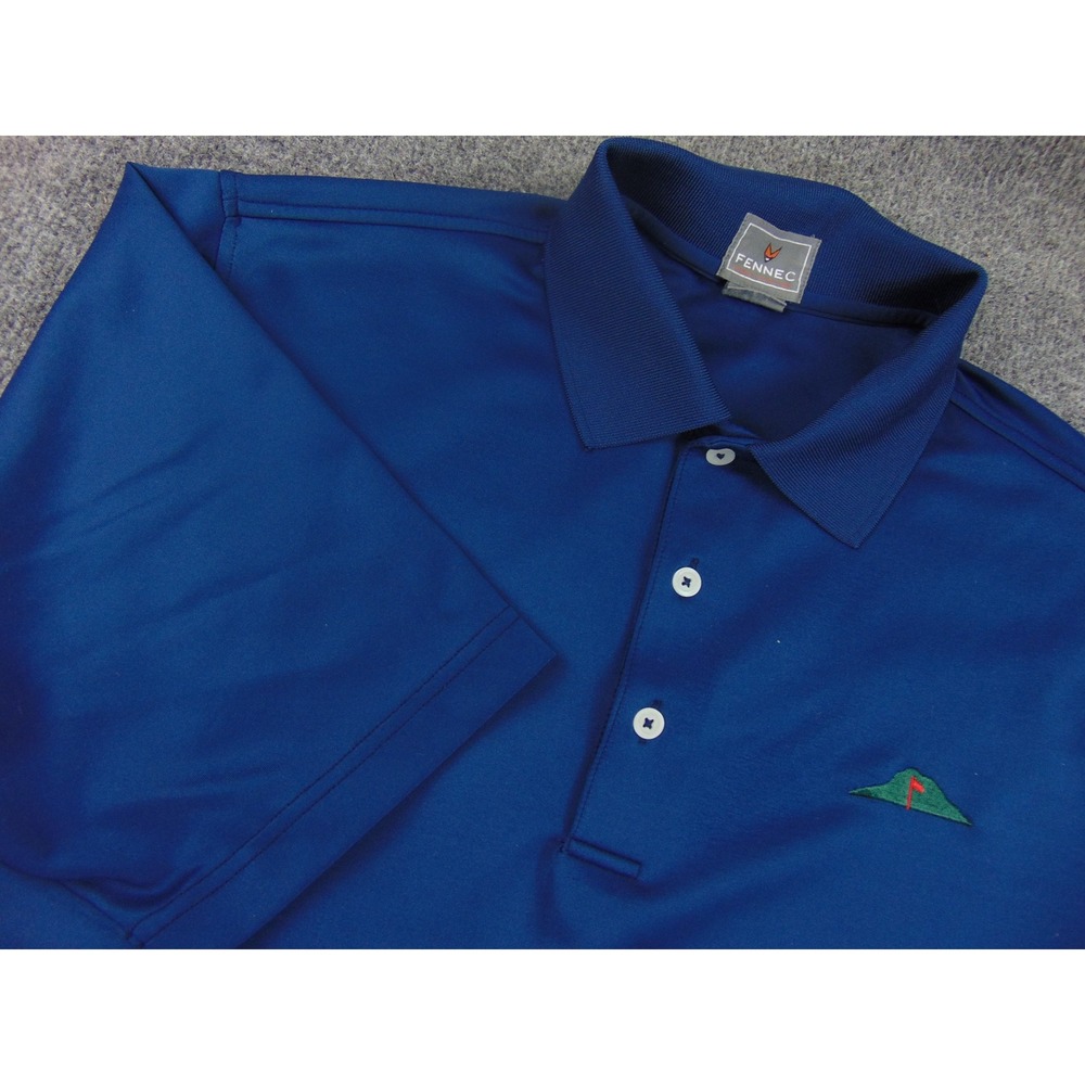 Fennec Polo Shirt‎ Mens Med Blue Solid Short Sleeve Golf Performance Athletic